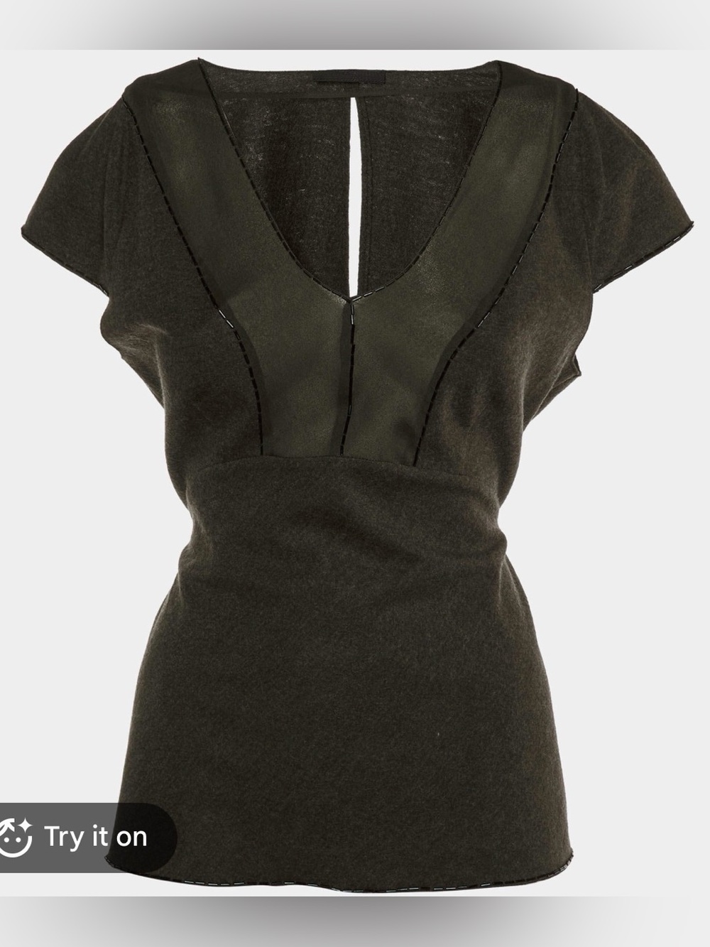 Prada Olive Green V-Neck Tunic Top